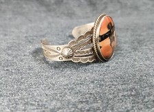 1900s Native American Sterling Silver Petrified Wood Cuff Bracelet Fred Harvey - Additional view 10