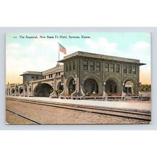 Antique Fred Harvey Postcard Syracuse Kansas The Sequoyah New Santa Fe Hotel