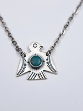 Vintage 1930s-40s Navajo Fred Harvey Era Sterling Turquoise Thunderbird Tie Clip - Additional view 1