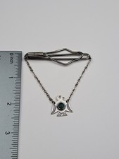 Vintage 1930s-40s Navajo Fred Harvey Era Sterling Turquoise Thunderbird Tie Clip - Additional view 2