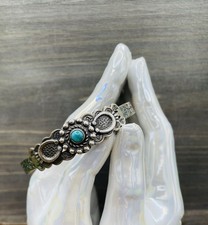 Vintage Fred Harvey Era Sterling Silver Turquoise Stone Cuff Bracelet - Additional view 1