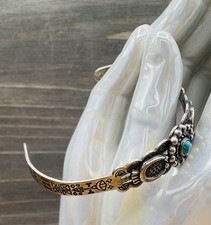 Vintage Fred Harvey Era Sterling Silver Turquoise Stone Cuff Bracelet - Additional view 3