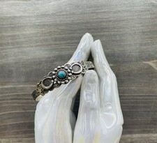 Vintage Fred Harvey Era Sterling Silver Turquoise Stone Cuff Bracelet
