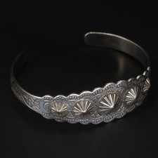 VTG Sterling Silver - NAVAJO Fred Harvey Era Dome Stamped 6" Cuff Bracelet - 13g