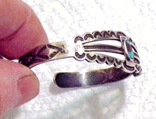 VINTAGE STERLING SILVER FRED HARVEY BRACELET WITH TURQUOISE - Additional view 5
