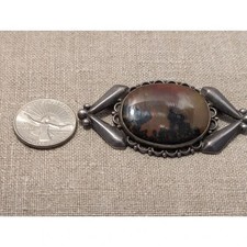 Fred Harvey Era Sterling Silver Petrified Wood/Picture Agate Brooch - Additional view 3