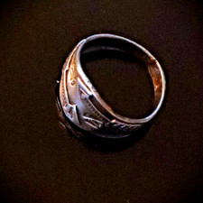 Vtg Navajo style Fred Harvey era Sterling Silver Thunderbird Arrow Ring sz7 - Additional view 1