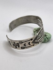 3 Row FRED HARVEY ERA Navajo WHIRLING LOGS Sterling Bracelet 6.5” Native Made - Additional view 1