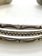3 Row FRED HARVEY ERA Navajo WHIRLING LOGS Sterling Bracelet 6.5” Native Made - Additional view 3