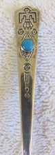 Navajo Indian Fred Harvey Sterling Silver Turquoise Bell Trading Souvenir Spoon - Additional view 2