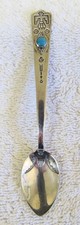 Navajo Indian Fred Harvey Sterling Silver Turquoise Bell Trading Souvenir Spoon