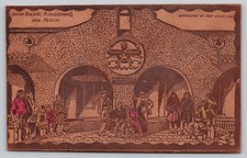 Albuquerque NM Fred Harvey Indian Building Pueblo People Leather Postcard