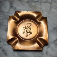 vintage Fred Harvey Era copper ashtray W/embossed Hopi ceremonial Cactus dancer