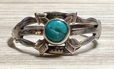Vintage Fred Harvey Sterling Silver Turquoise Crossed Arrow Band Ring, Size 7 - Additional view 1