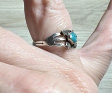 Vintage Fred Harvey Sterling Silver Turquoise Crossed Arrow Band Ring, Size 7 - Additional view 9