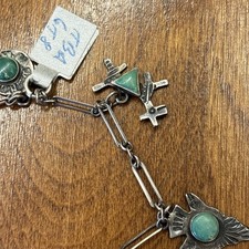 Vintage Native American Turquoise Bracelet Sterling Silver Fred Harvey Era  - Additional view 5