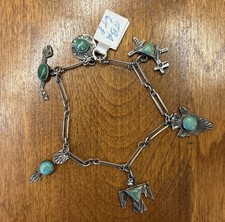 Vintage Native American Turquoise Bracelet Sterling Silver Fred Harvey Era