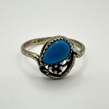 Fred Harvey Era STG 925 Sterling Silver Pear Turquoise Southwest Ring Size 6.5 - Additional view 1