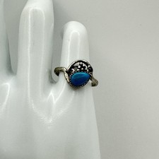 Fred Harvey Era STG 925 Sterling Silver Pear Turquoise Southwest Ring Size 6.5 - Additional view 13