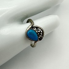 Fred Harvey Era STG 925 Sterling Silver Pear Turquoise Southwest Ring Size 6.5 - Additional view 16