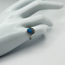 Fred Harvey Era STG 925 Sterling Silver Pear Turquoise Southwest Ring Size 6.5 - Additional view 18