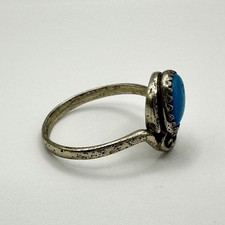 Fred Harvey Era STG 925 Sterling Silver Pear Turquoise Southwest Ring Size 6.5 - Additional view 4