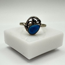 Fred Harvey Era STG 925 Sterling Silver Pear Turquoise Southwest Ring Size 6.5 - Additional view 6