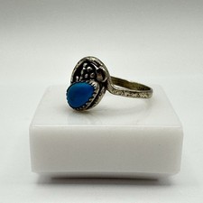 Fred Harvey Era STG 925 Sterling Silver Pear Turquoise Southwest Ring Size 6.5 - Additional view 7