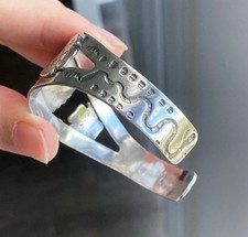 Vintage Navajo Fred Harvey Turquoise Snake Thunderbird Sterling Silver Bracelet - Additional view 2