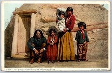 Navajo Indian Family Hogan Arizona FRED HARVEY VINTAGE Postcard