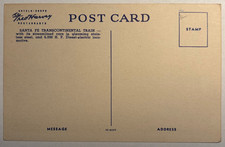 c.1940s Fred Harvey Santa Fe Streamlined Diesel Train Linen Postcard - Additional view 1