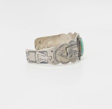 Antique silver Eagle Native American face stamping Fred Harvey Era bracelet - Additional view 2
