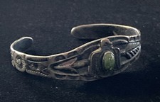 VTG OLD FRED HARVEY ERA Navajo THUNDERBIRD Turquoise Sterling silver Bracelet - Additional view 3