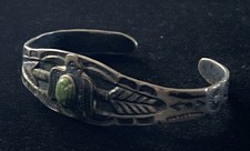 VTG OLD FRED HARVEY ERA Navajo THUNDERBIRD Turquoise Sterling silver Bracelet - Additional view 9