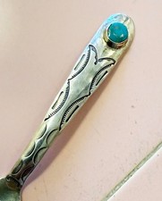 Vintage Sterling Silver Navajo Souvenir Spoon Turquoise Hand Made Fred Harvey - Additional view 1