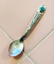 Vintage Sterling Silver Navajo Souvenir Spoon Turquoise Hand Made Fred Harvey