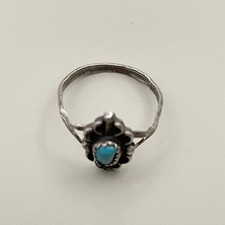 Vintage Sterling Silver Turquoise sz 8 Fred Harvey Era Navajo Souvenir Ring - Additional view 1