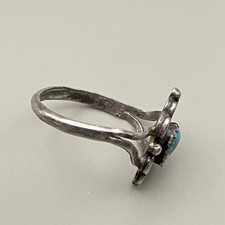 Vintage Sterling Silver Turquoise sz 8 Fred Harvey Era Navajo Souvenir Ring - Additional view 11