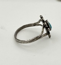 Vintage Sterling Silver Turquoise sz 8 Fred Harvey Era Navajo Souvenir Ring - Additional view 5