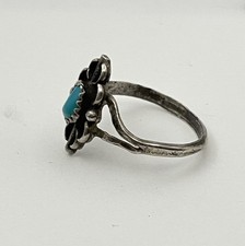 Vintage Sterling Silver Turquoise sz 8 Fred Harvey Era Navajo Souvenir Ring - Additional view 8