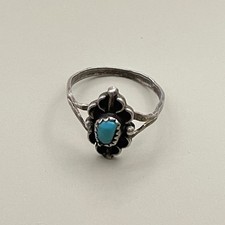 Vintage Sterling Silver Turquoise sz 8 Fred Harvey Era Navajo Souvenir Ring