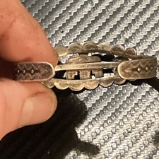 Vintage 1930’s Fred Harvey Era Green Turquoise Coin Silver T-Bird Cuff  Bracelet - Additional view 16