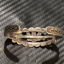 Vintage 1930’s Fred Harvey Era Green Turquoise Coin Silver T-Bird Cuff  Bracelet - Additional view 9