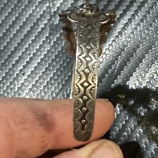 Vintage 1930’s Fred Harvey Era Green Turquoise Coin Silver T-Bird Cuff  Bracelet - Additional view 10