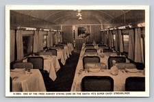 Vintage Fred Harvey Santa Fe Super Chief Dining Car Streamliner Postcard