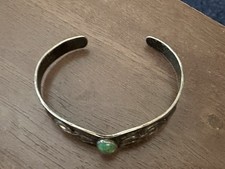 Vintage Navajo Fred Harvey Turquoise Snake Arrow Sterling Silver Bracelet - Additional view 1