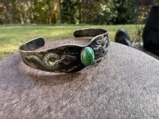 Vintage Navajo Fred Harvey Turquoise Snake Arrow Sterling Silver Bracelet - Additional view 8