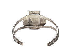 Vintage Fred Harvey Era sterling silver petrified wood cuff bracelet - Additional view 2