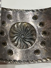 Southwest Sterling Fred Harvey Turquoise Cuff Bracelet Nice Stamp Work 48 Grams - Additional view 4