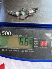 Vintage Old Fred Harvey era Navajo Sterling Silver Turquoise Thunderbird PIN - Additional view 2